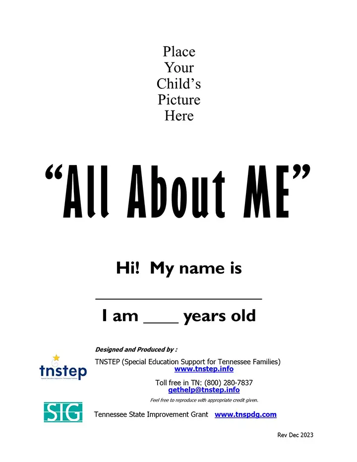 All About Me Booklet
