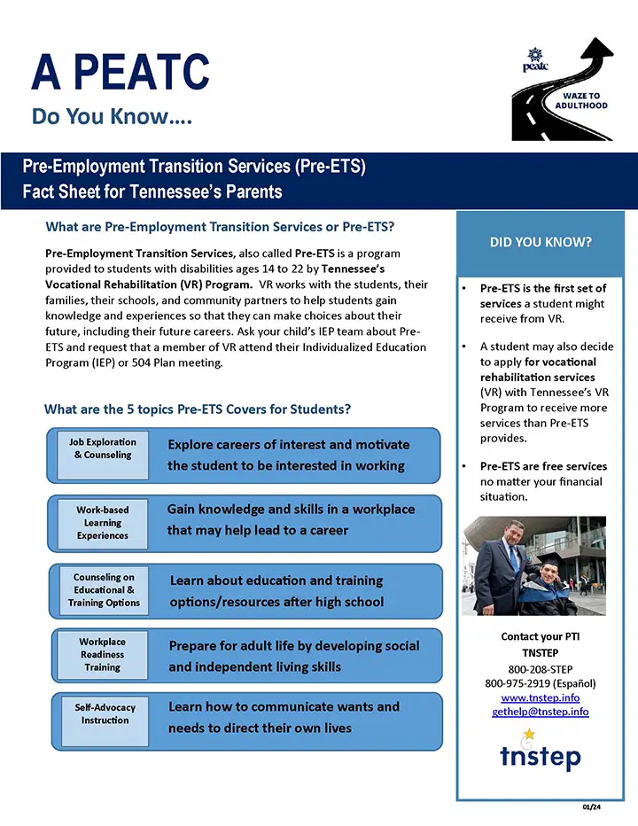 Pre-Employment Transition Services (Pre-ETS) - WAZE to Adulthood