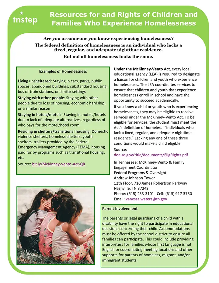Resources for and Rights of Children and Families Who Experience Homelessness