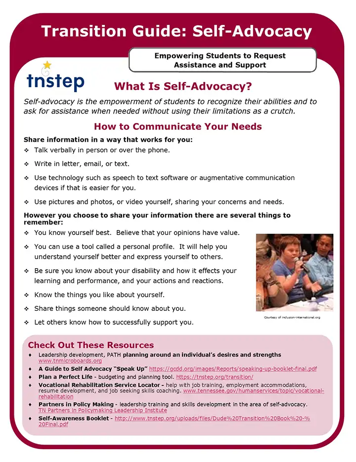 Transition Guide: Self-Advocacy