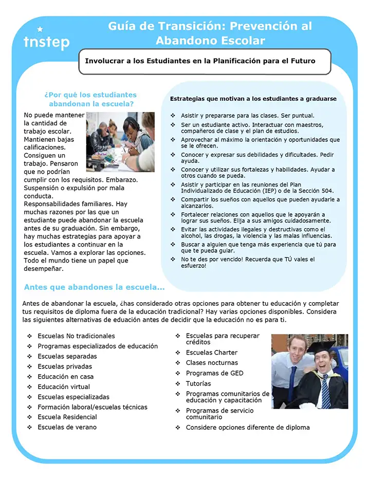 Guía de Transición: Prevención al Abandono Escolar (Transition Guide: Dropout Prevention)